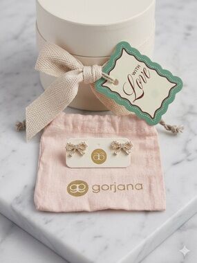 Gorjana Gold Fancy Bow Crystal Stud Earrings